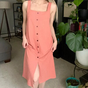 ZARA Coral Button Down Sleeveless Maxi Dress Large